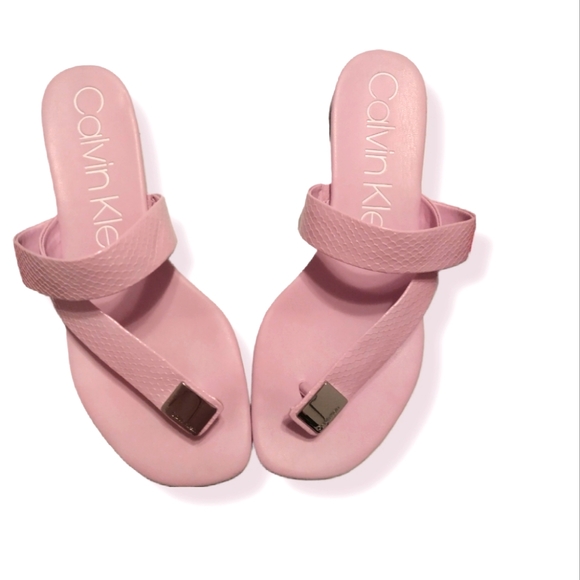 Calvin Klein Shoes - Calvin Klein Saurin Mini Python Sandal Stone Pink size 11